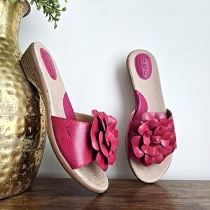 b.o.c Born Concept Windflower Genuine Leather Upper Deep Pink Floral Sandals 10